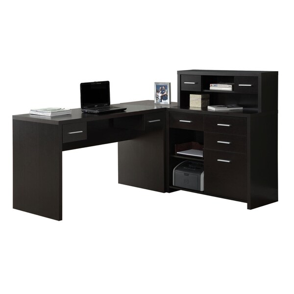 Computer Desk, Home Office, Corner, Storage Drawers, L Shape, Work, Laptop, Laminate, Brown